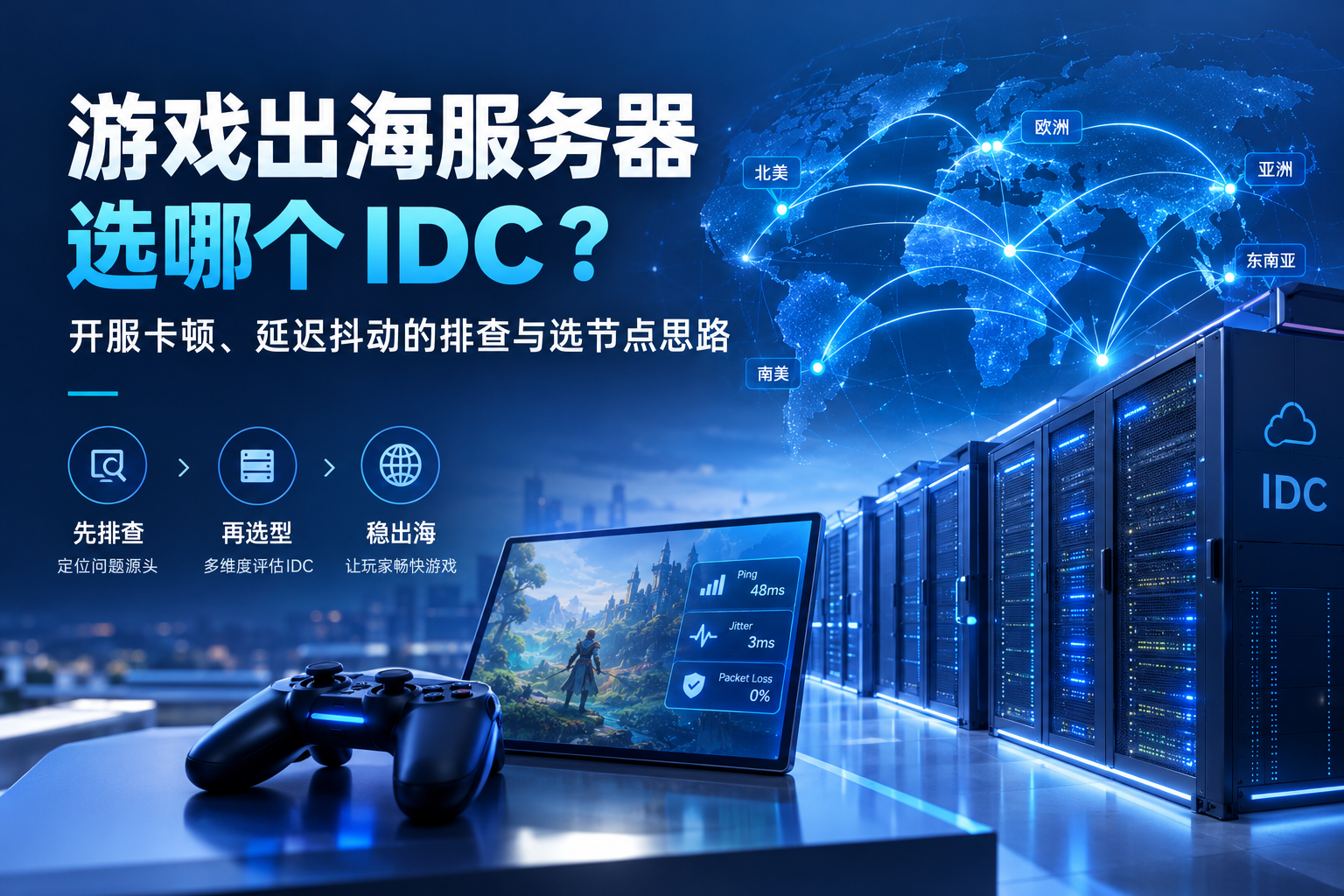 游戏出海服务器选哪个IDC？开服卡顿、延迟抖动的排查与选节点思路