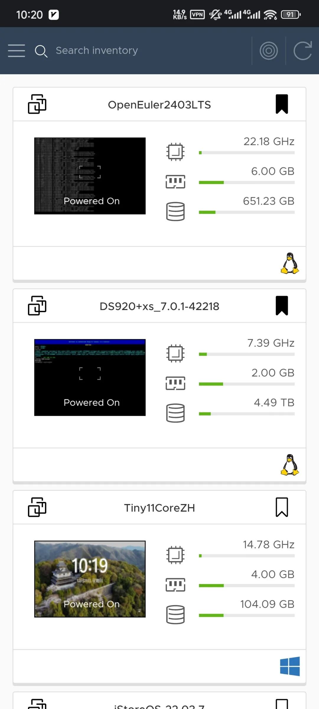 vSphere Mobile Client