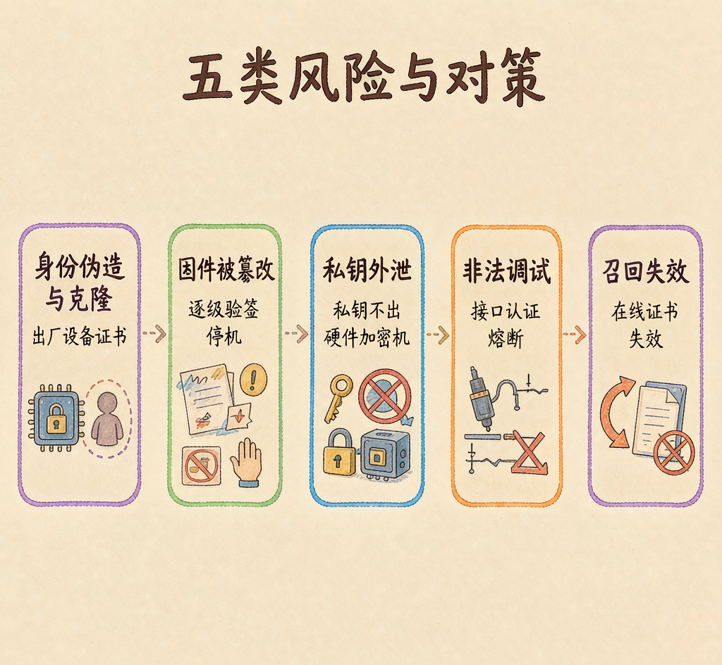 五类风险与对策映射（手绘信息图）