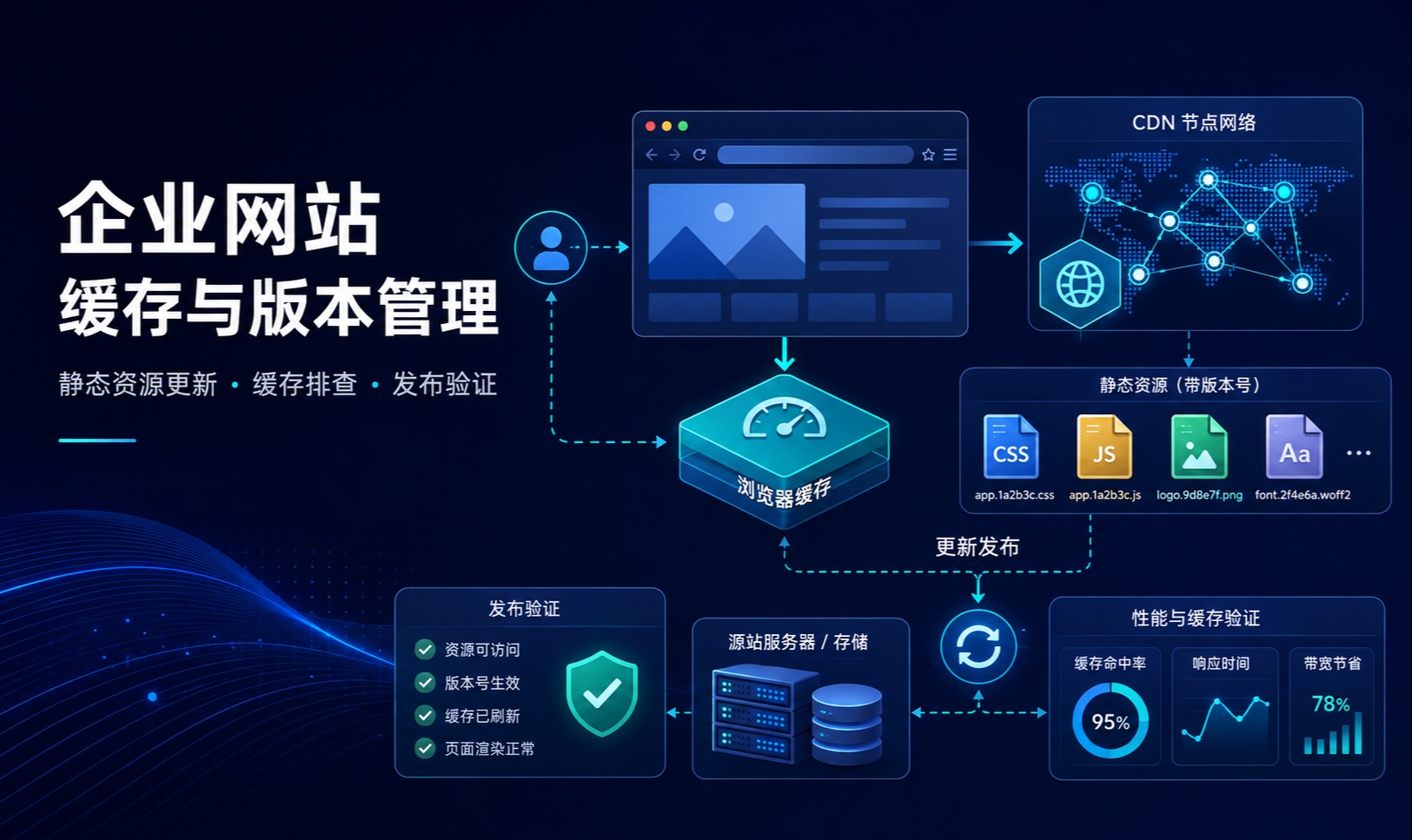 企业网站上线后样式不更新：缓存链路排查与版本管理