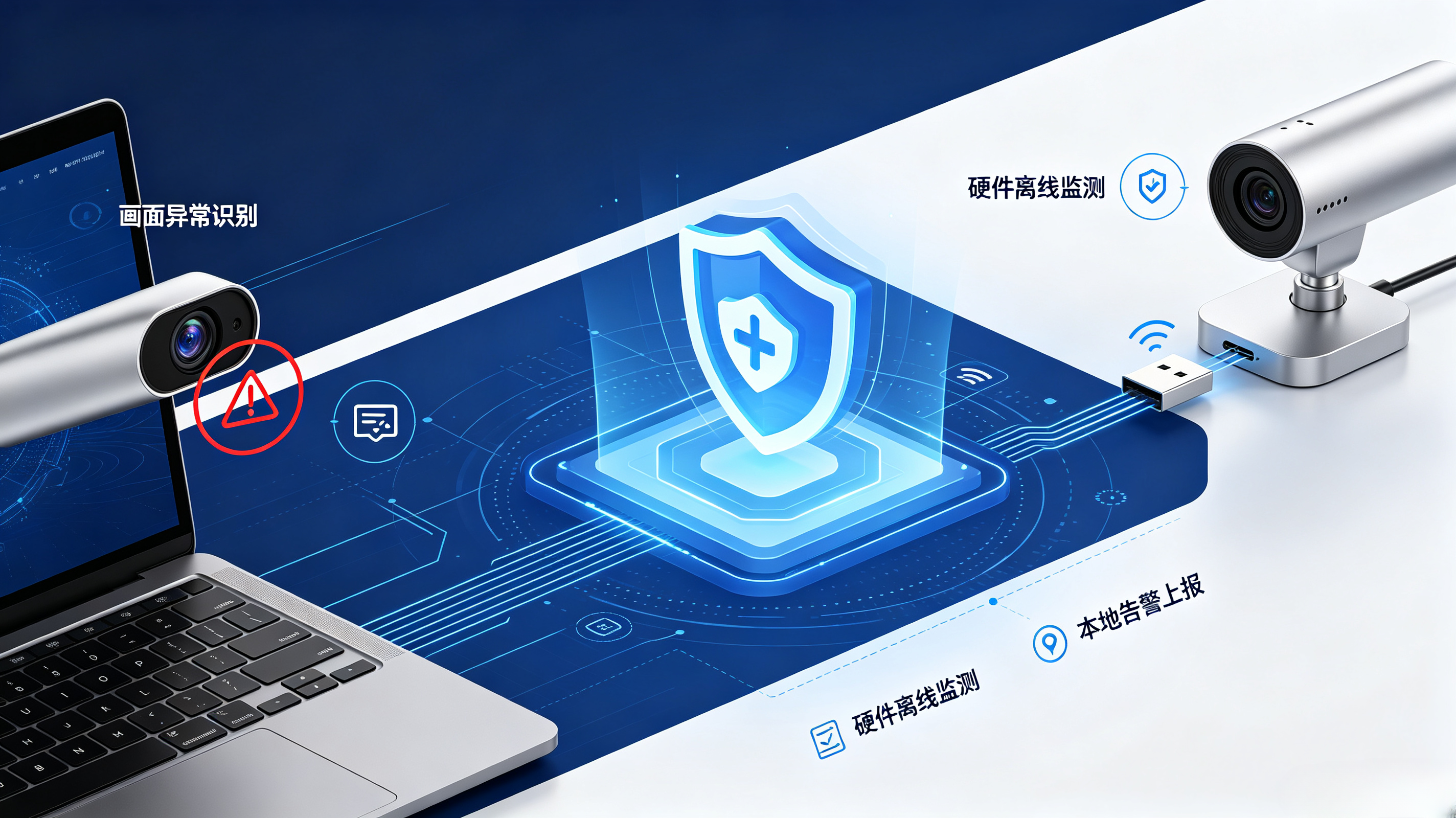 画面异常识别 / 硬件离线监测 / 本地告警上报