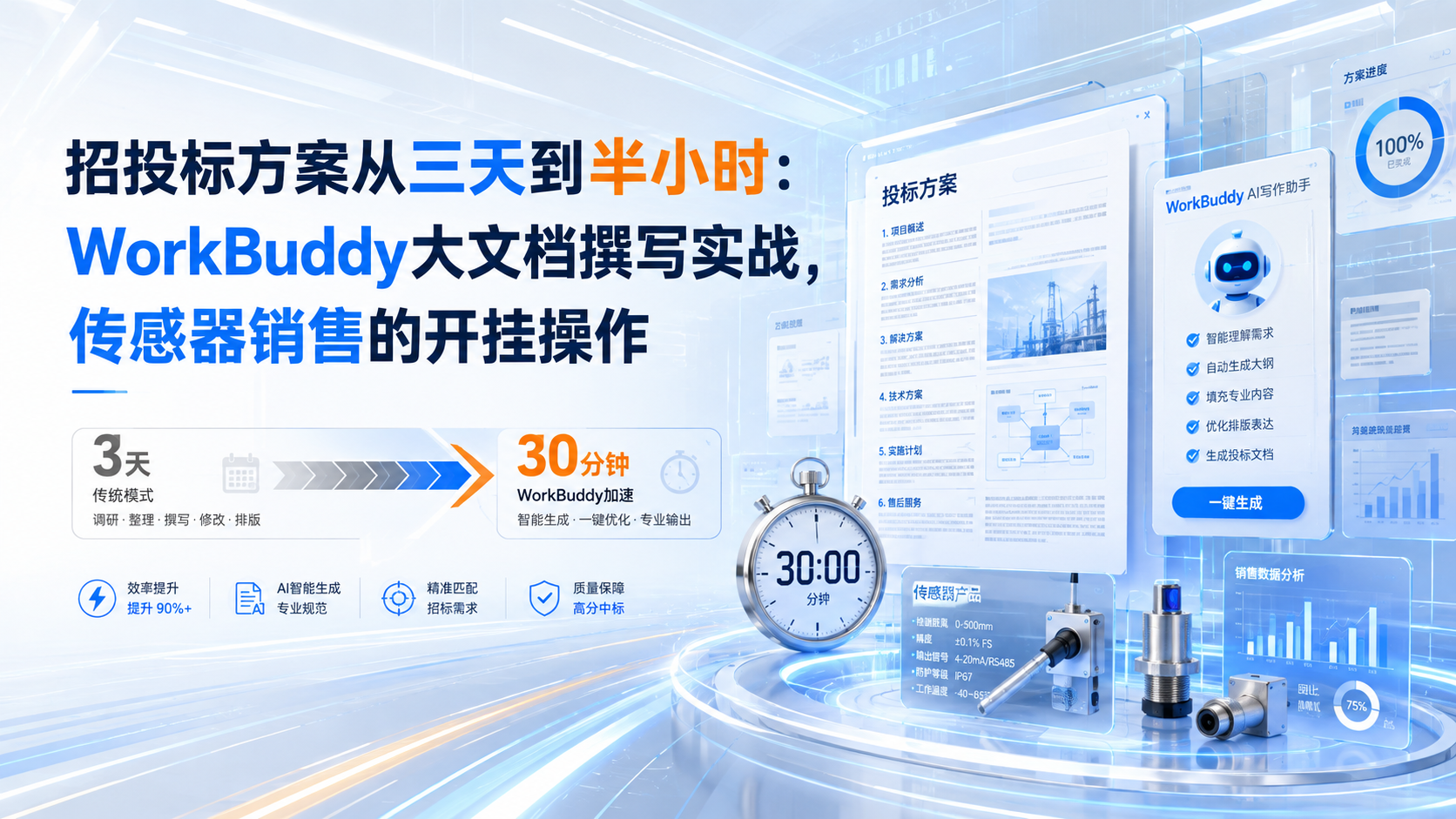 # 招投标方案从三天到半小时：WorkBuddy大文档撰写实战，传感器销售的开挂操作