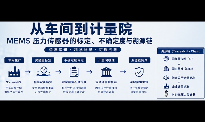 # 从车间到计量院：MEMS 压力传感器的标定、不确定度与溯源链