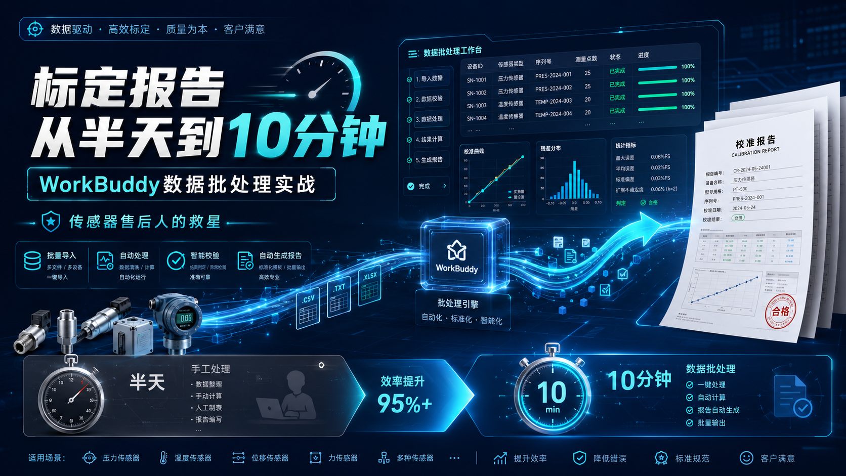 标定报告从半天到10分钟：WorkBuddy数据批处理实战，传感器售后人的救星