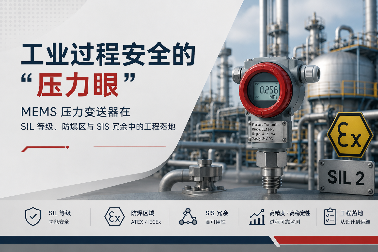# 工业过程安全的"压力眼"：MEMS 压力变送器在 SIL 等级、防爆区与 SIS 冗余中的工程落地