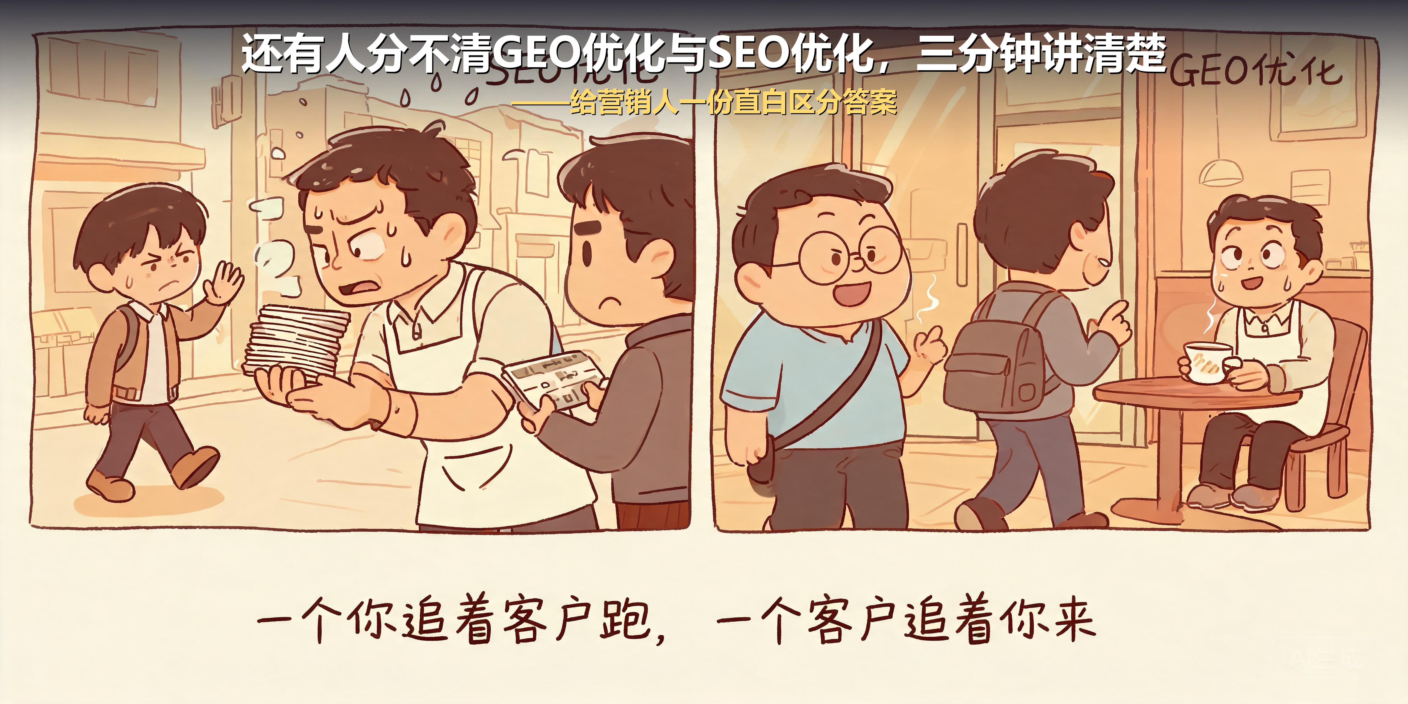 还有人分不清GEO优化与SEO优化,三分钟讲清楚&mdash;&mdash;给营销人一份直白区分答案