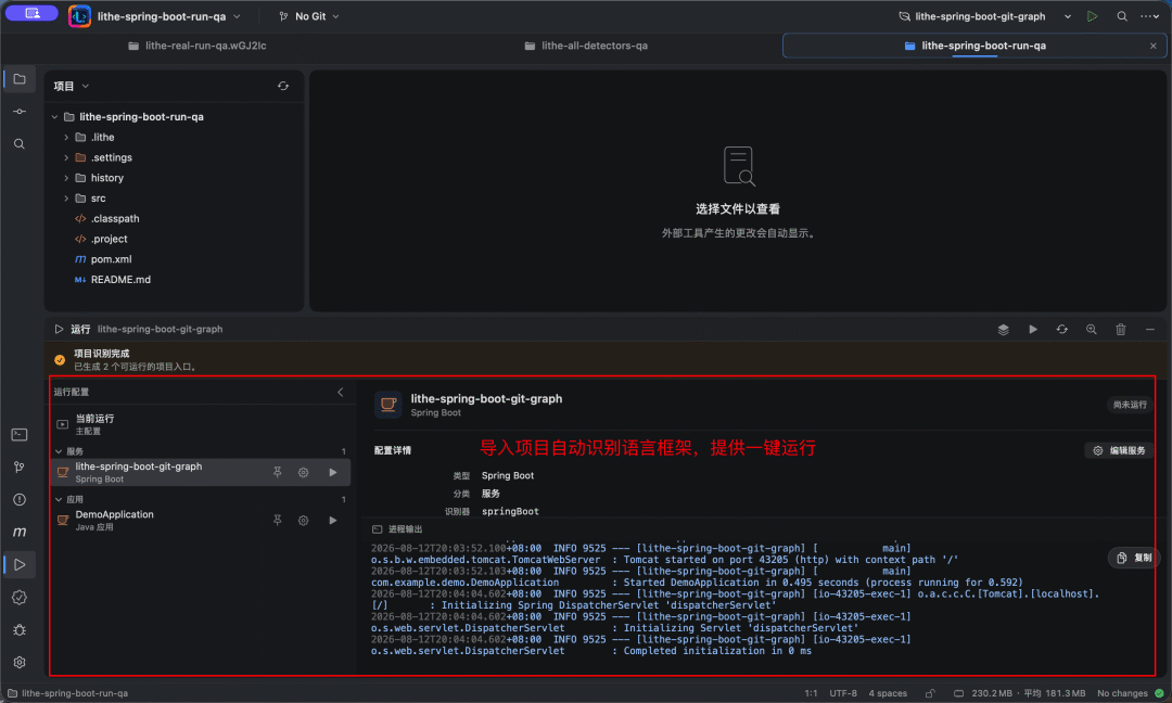 Lithe 自动识别 Spring Boot 项目并运行