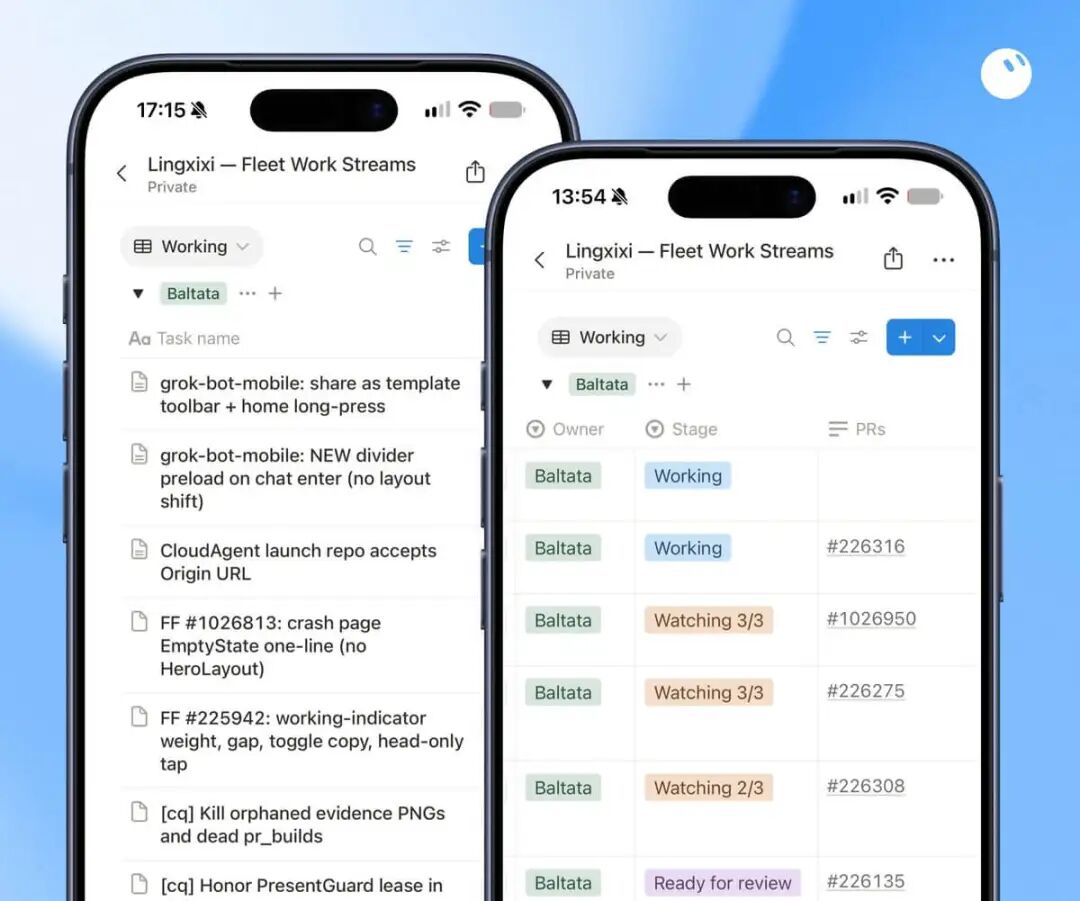 工程 Bot 共同维护的 Notion 任务看板