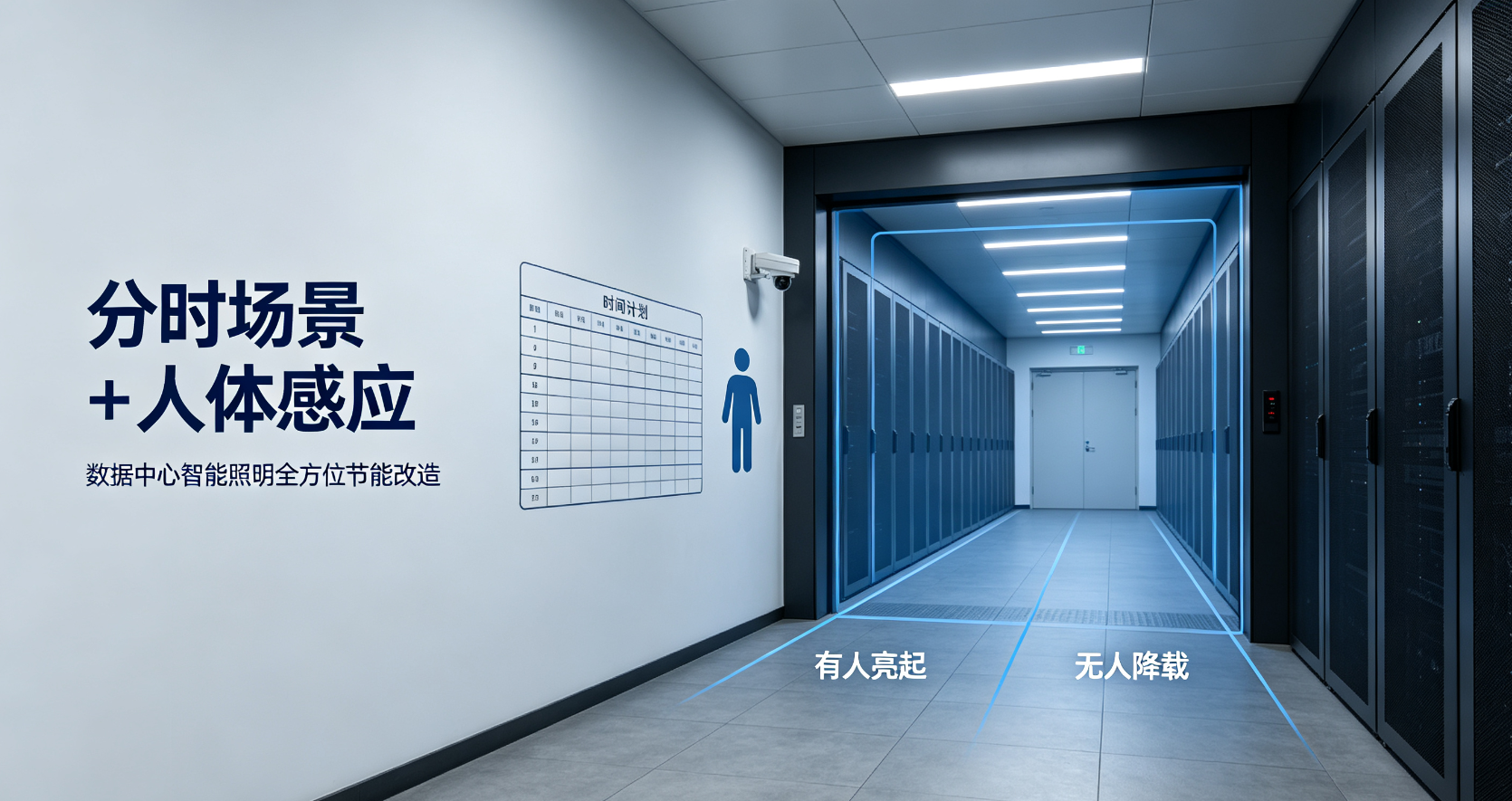 分时场景 + 人体感应，数据中心智能照明全方位节能改造