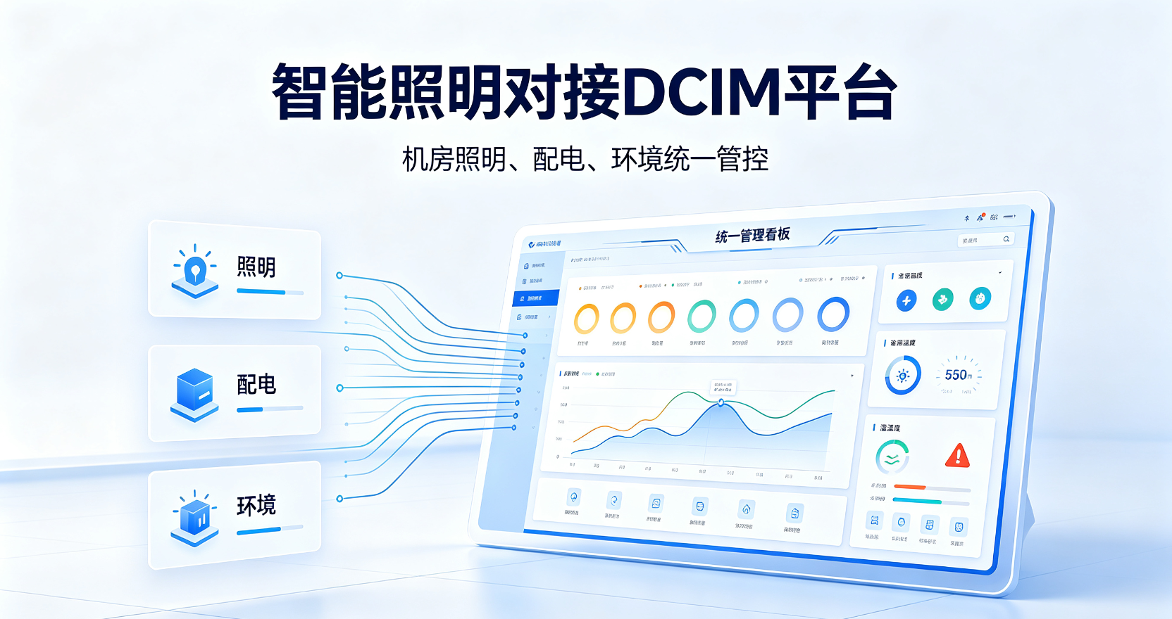 智能照明对接 DCIM 平台，机房照明、配电、环境统一管控
