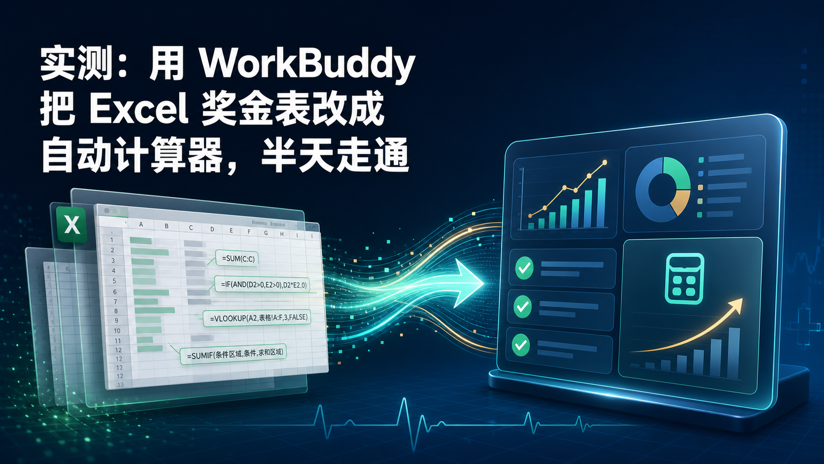 实测：用 WorkBuddy 把 Excel 奖金表， 改成自动计算器，半天走通
