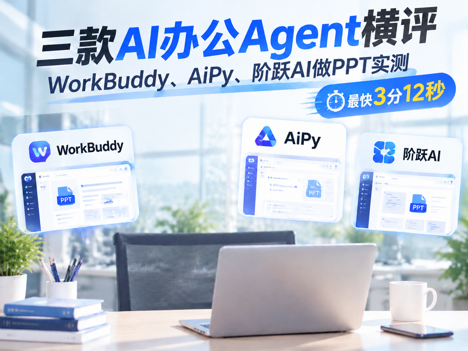 三款AI办公Agent横评：WorkBuddy、阶跃AI、AiPy做PPT谁快，最快3分12秒