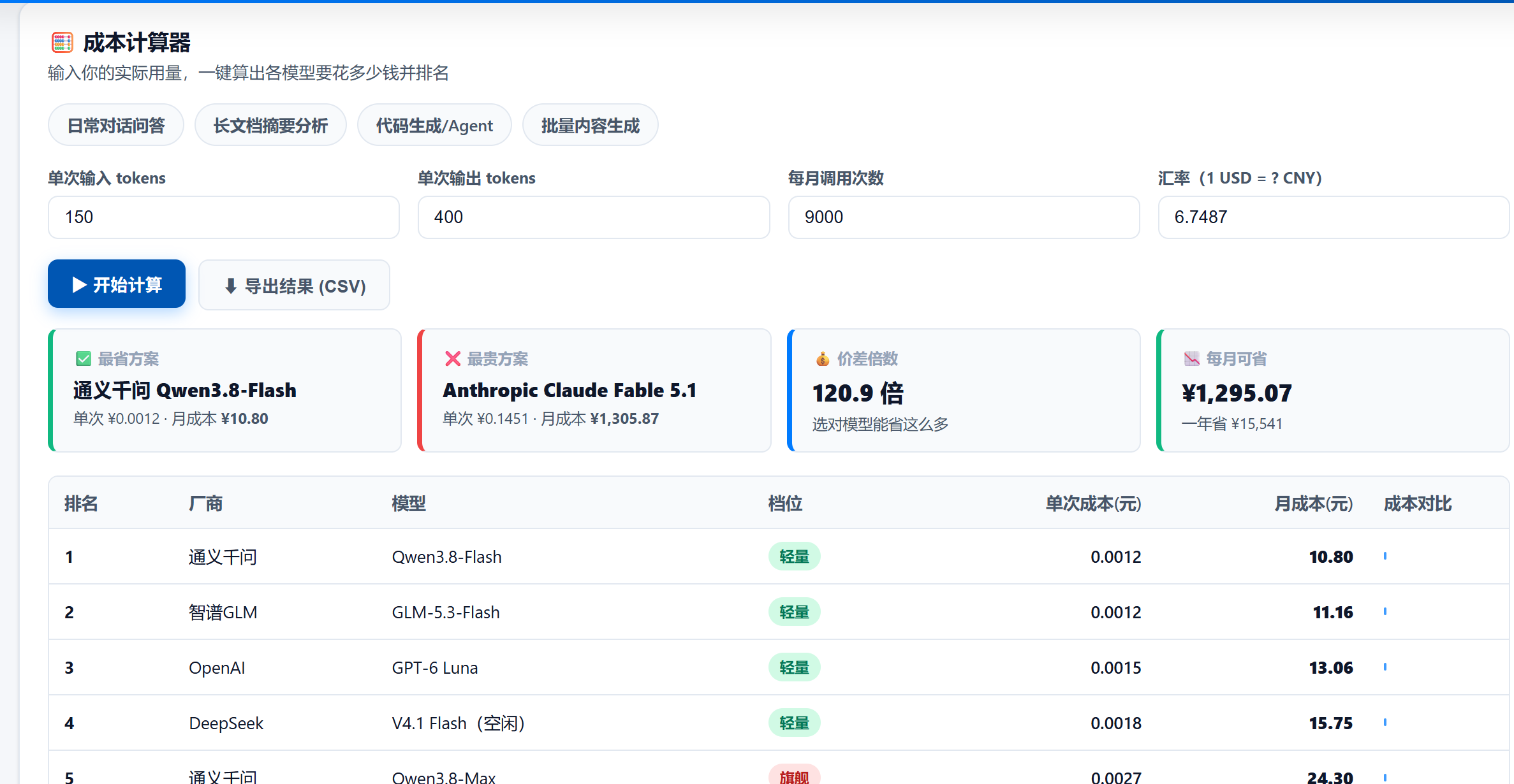 成本计算