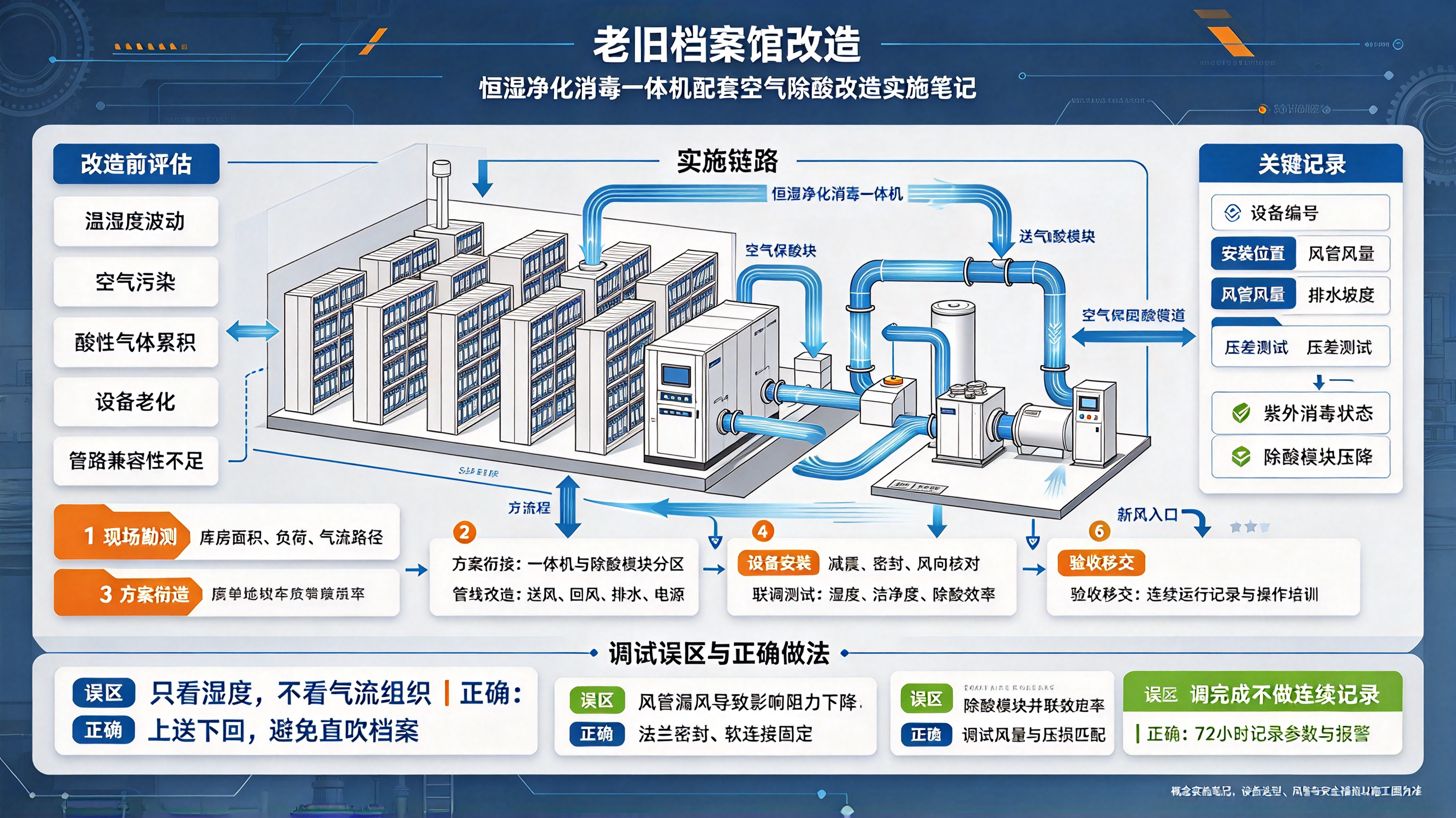 老旧档案馆改造：恒湿净化消毒一体机配套空气除酸改造实施笔记