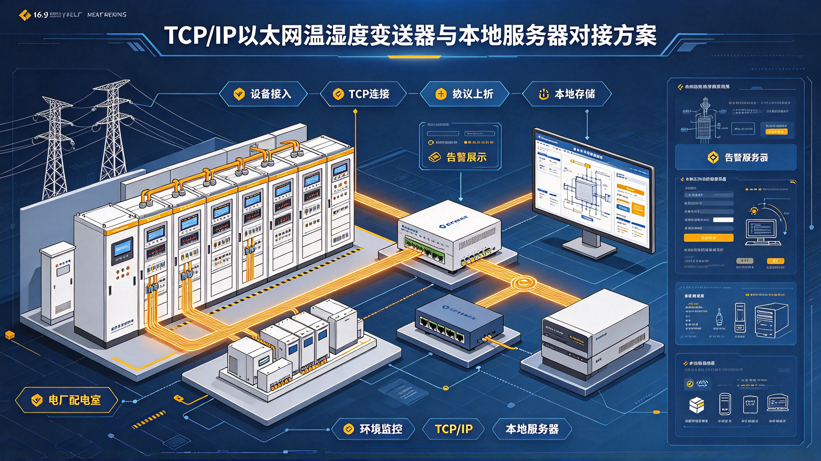 电厂配电室环境监控：TCP/IP以太网温湿度变送器与本地服务器对接方案