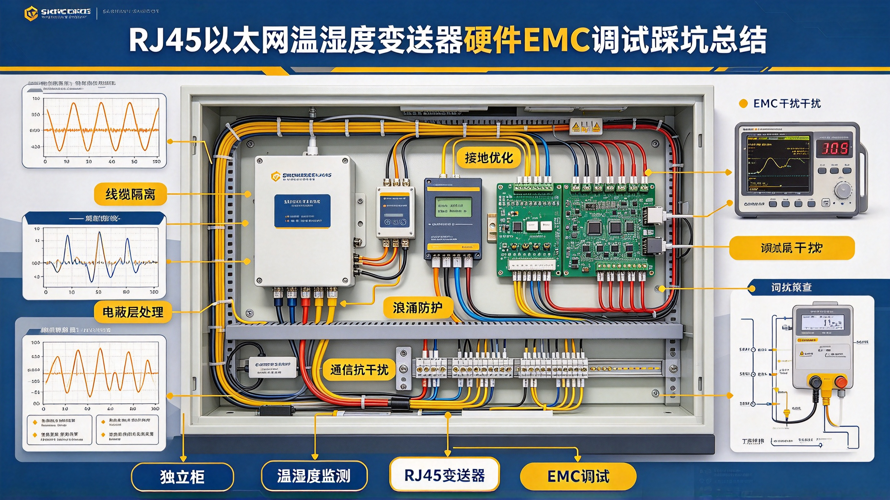 独立柜内环境监测：RJ45以太网温湿度变送器硬件EMC调试踩坑总结