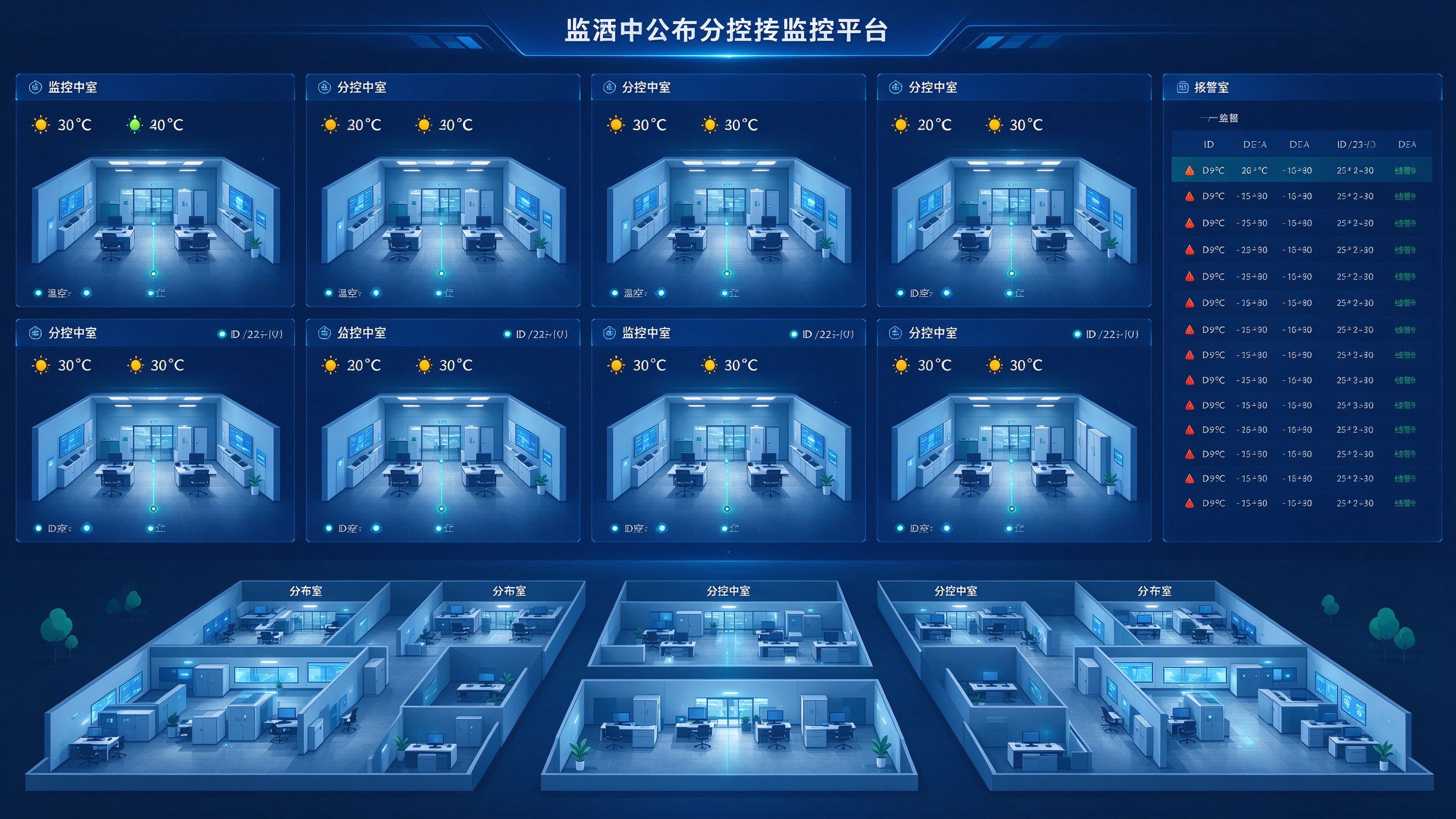 多机房分布式监控平台大屏总览