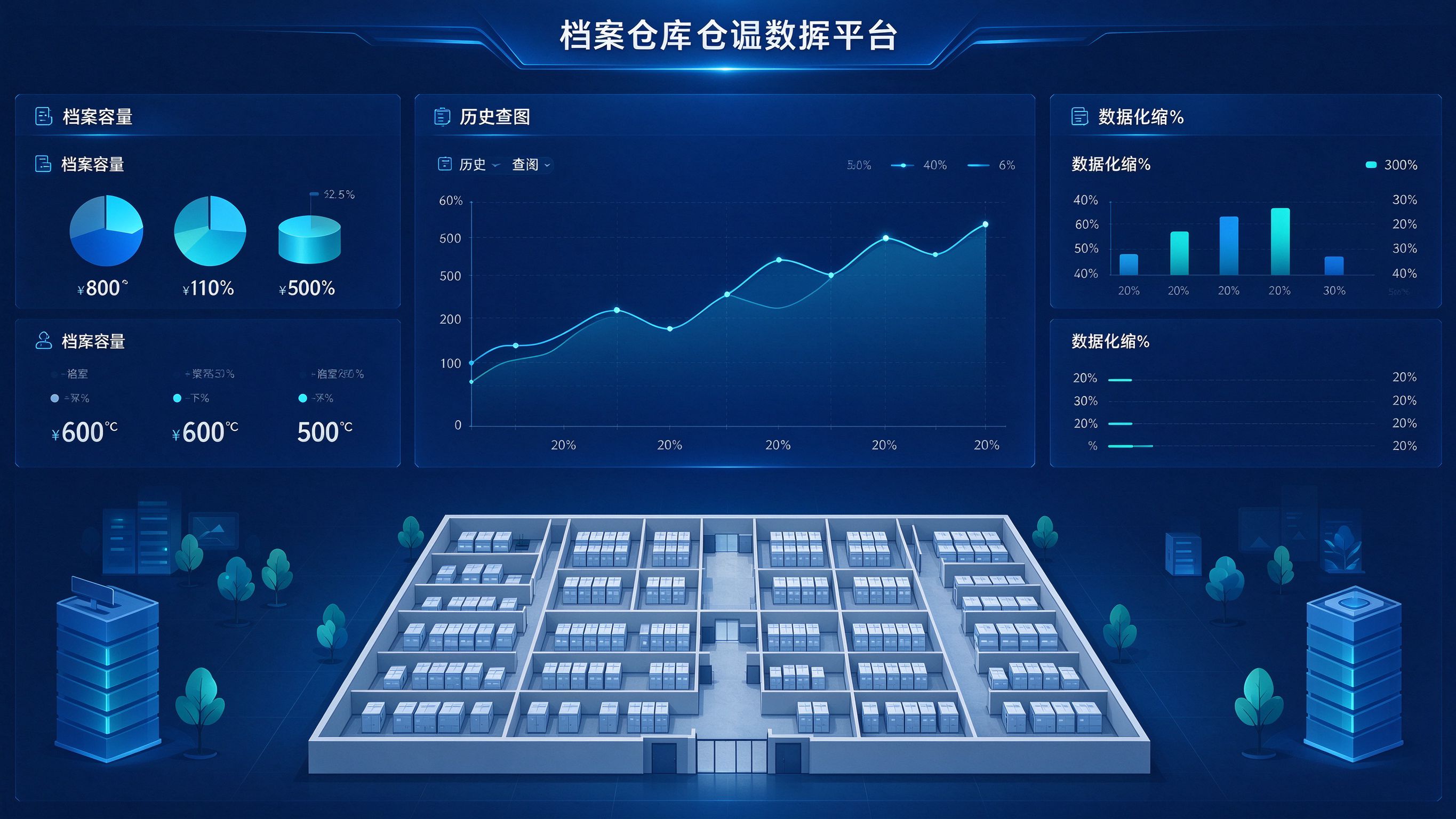 档案库房温湿度数据存储平台大屏总览