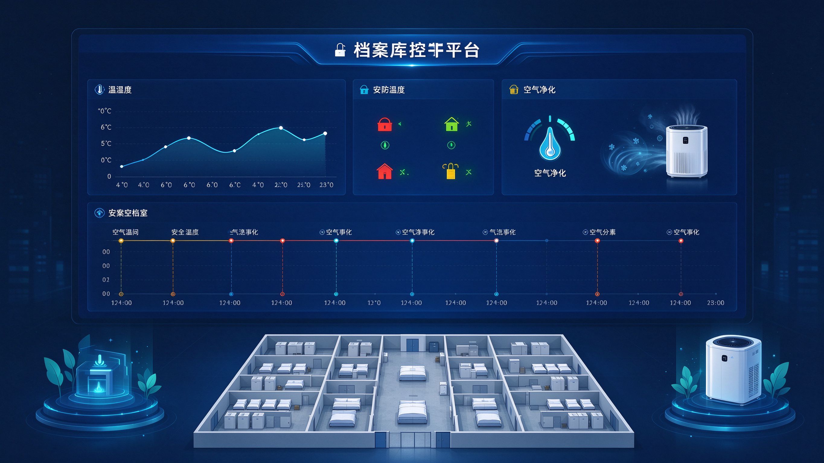 档案库房温湿度、安防与空气净化联动平台总览