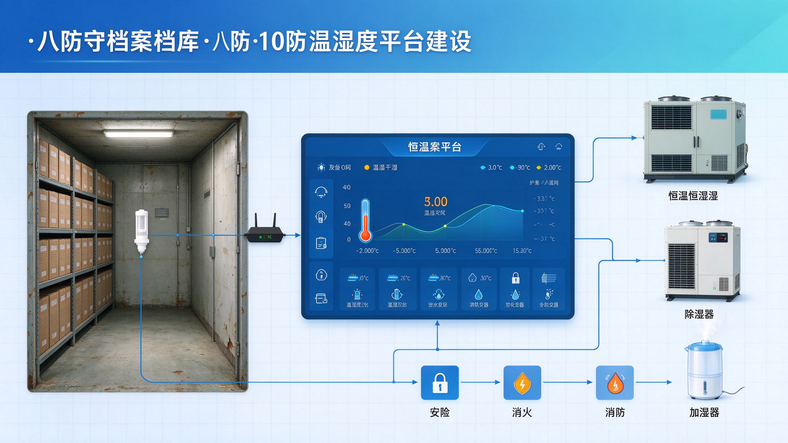 老旧档案库房八防十防温湿度监控平台建设架构