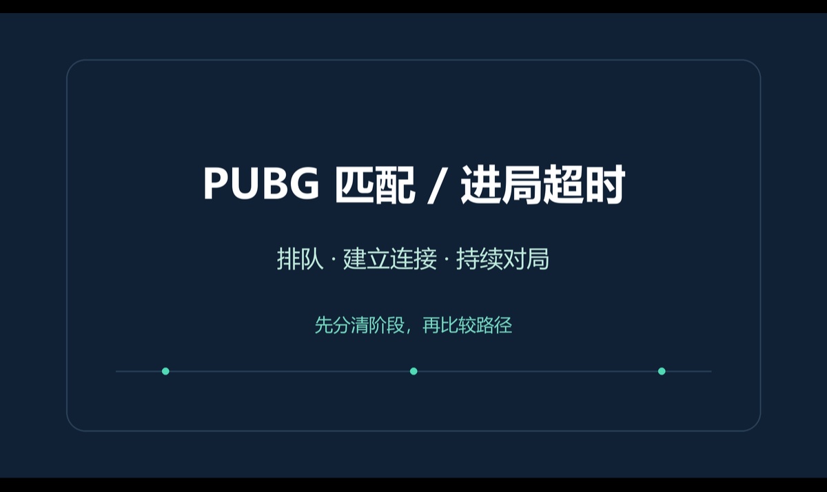 PUBG 进局超时的三个观测面：可排队、可建立、可持续