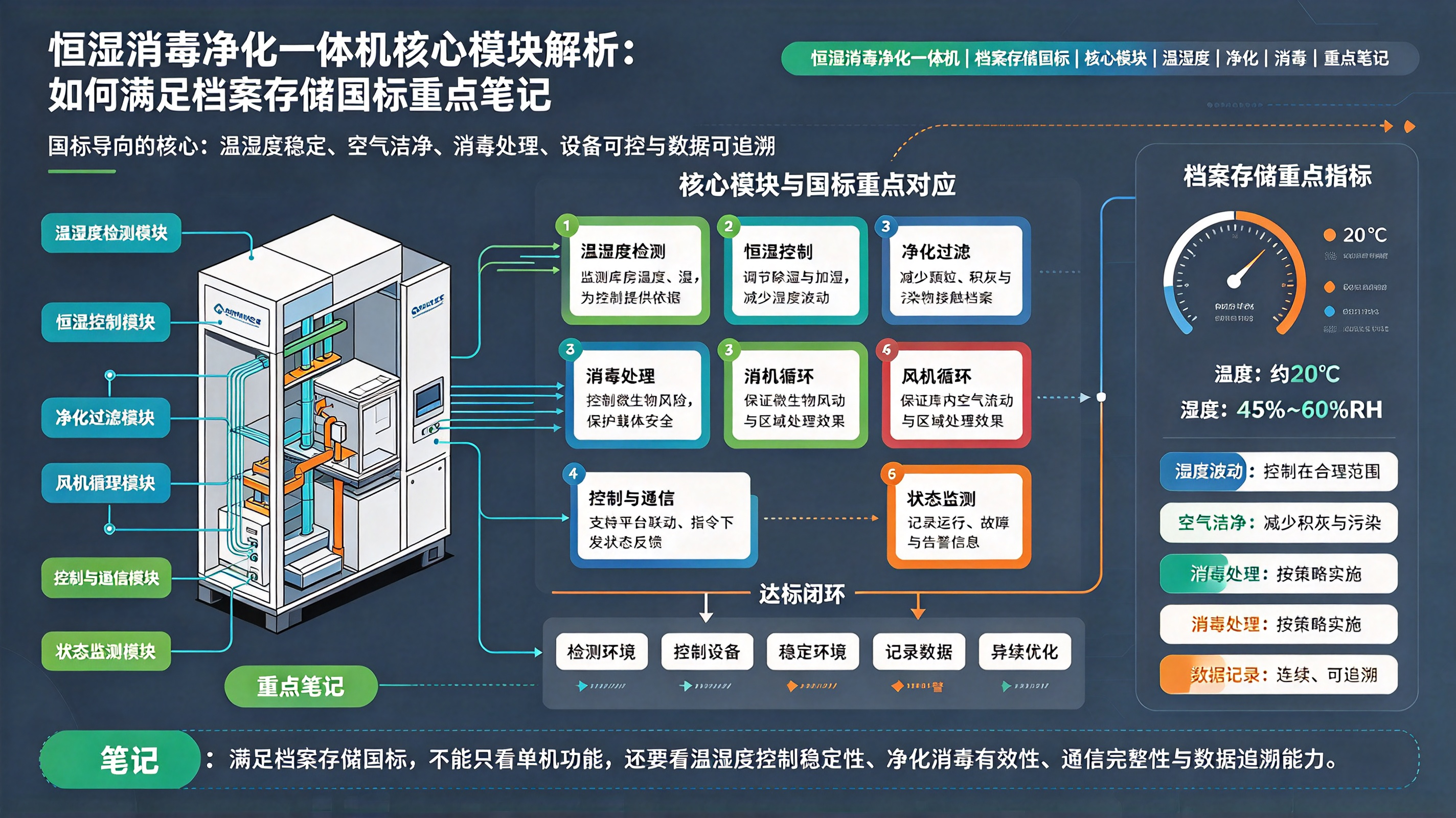 恒湿消毒净化一体机核心模块解析：如何满足档案存储国标重点笔记