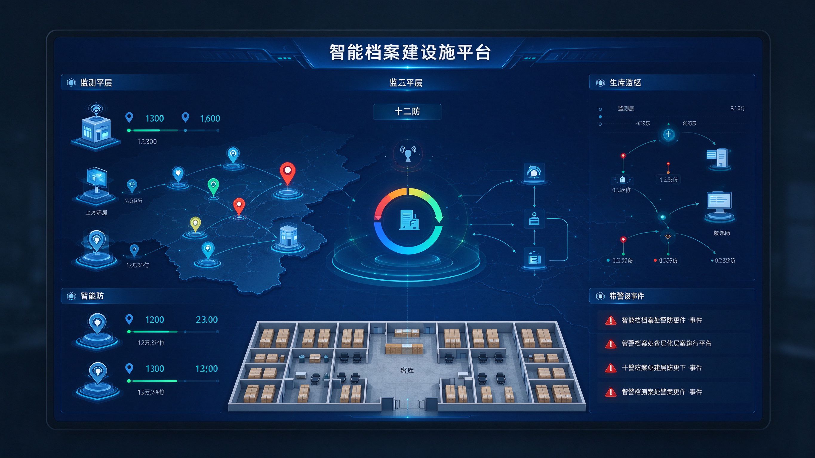 智慧档案十二防建设平台运行总览