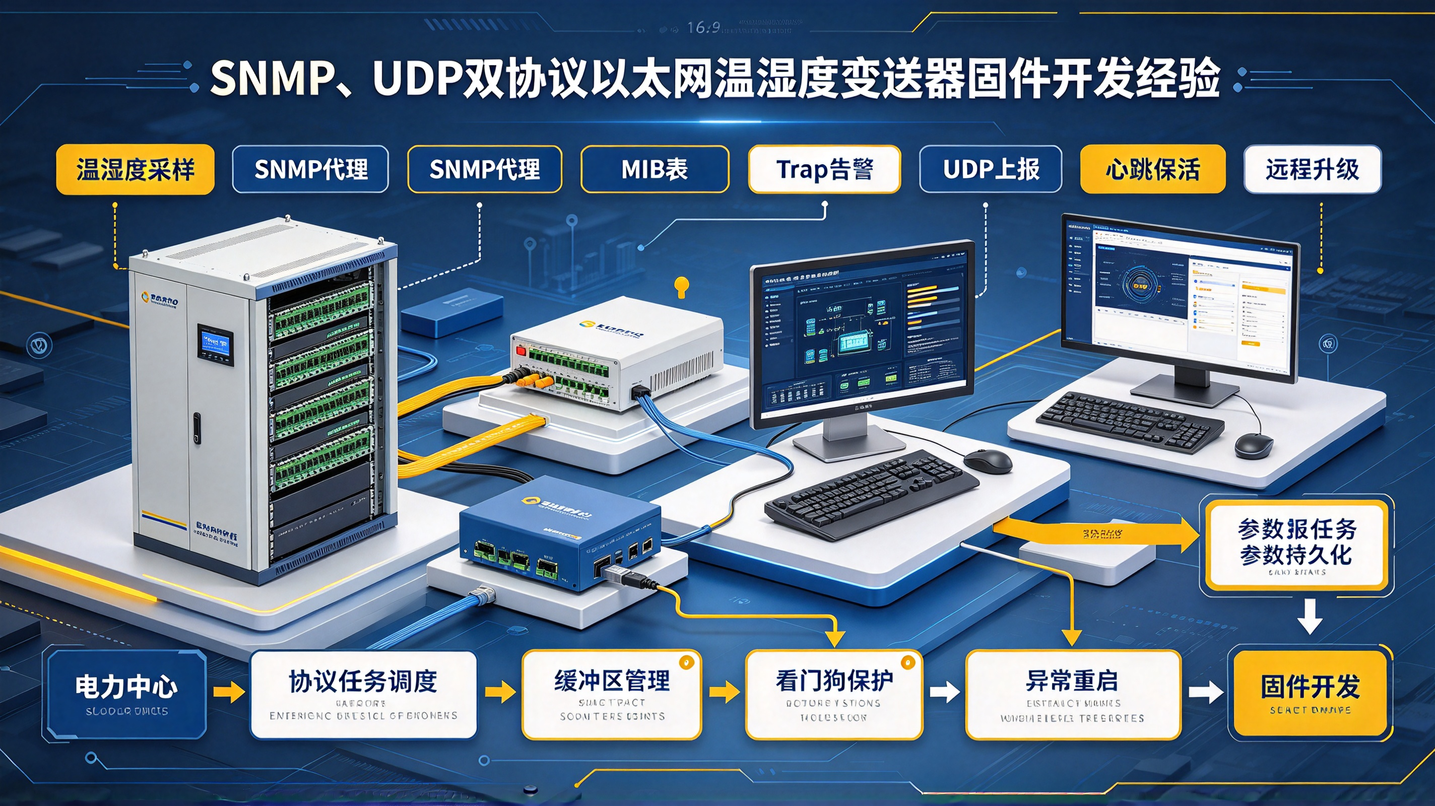 电力中心配电柜：SNMP、UDP双协议以太网温湿度变送器固件开发经验