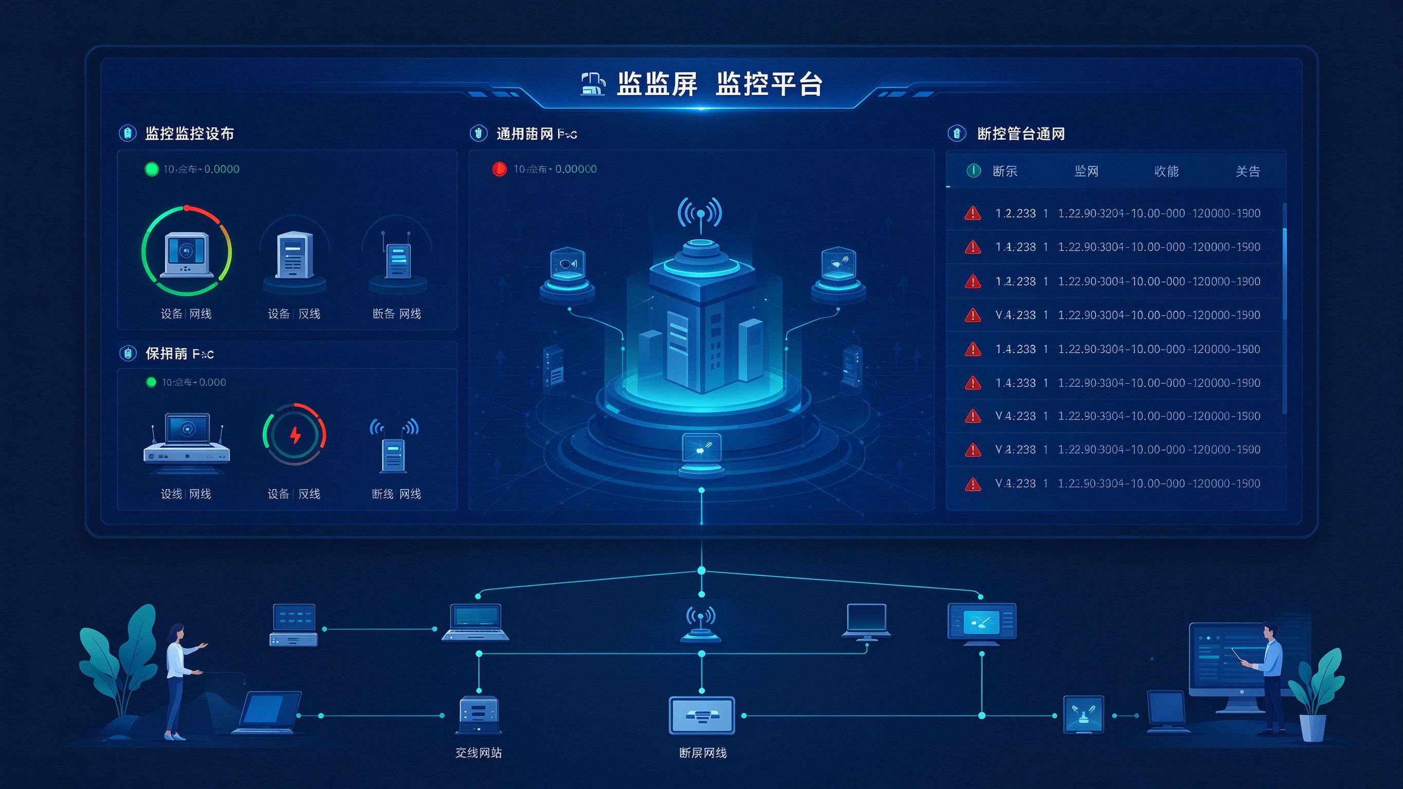 通信连接监控平台大屏总览