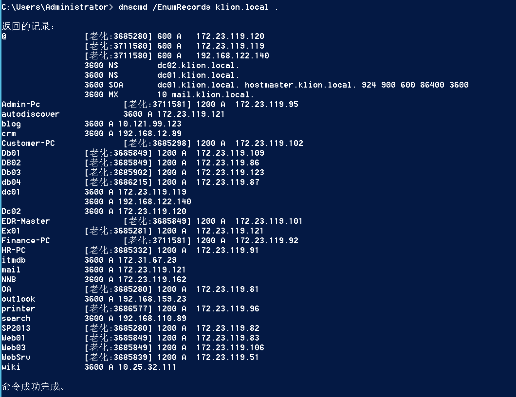 图1-3 列举指定域所有 DNS 记录