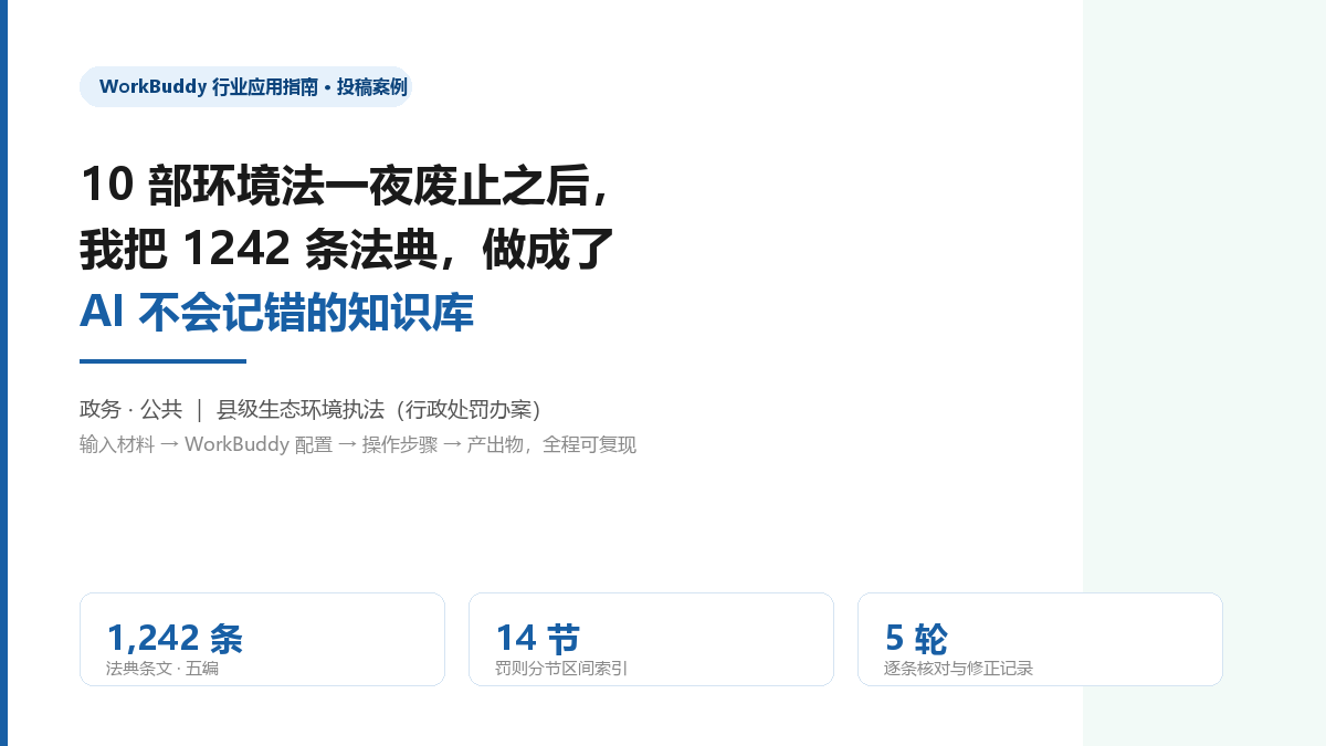 10 部环境法一夜废止之后：我把 1242 条《生态环境法典》做成了 AI 不会记错的知识库