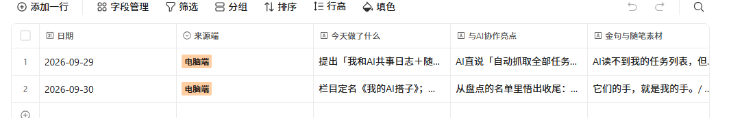 日志表的字段