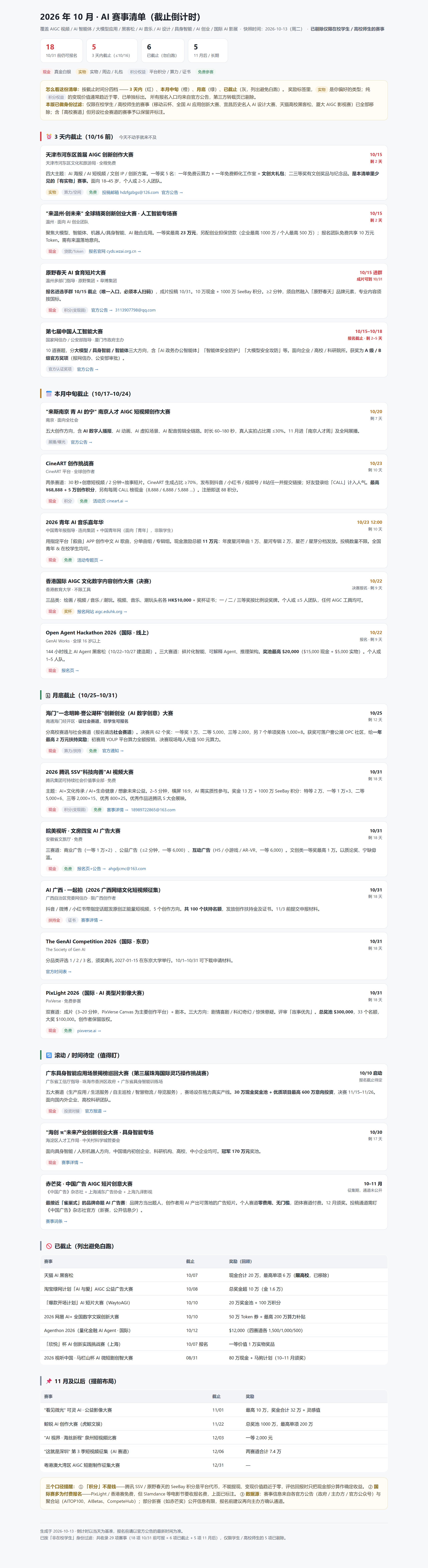 清单页整体：按截止紧急度分档，红色为 3 天内截止