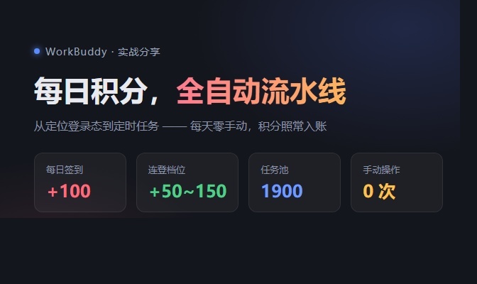 【征文】我把 WorkBuddy 的每日积分做成了全自动流水线