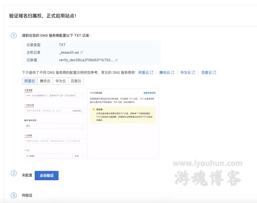 验证域名所有权
