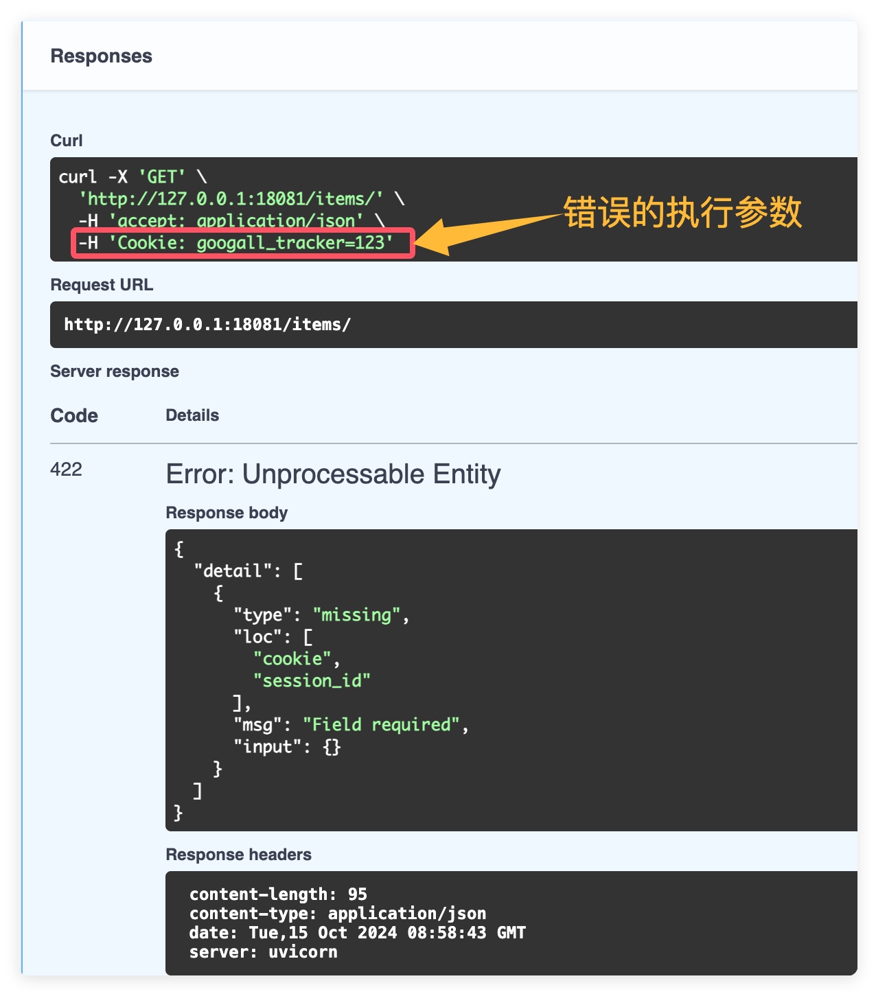 错误的执行参数