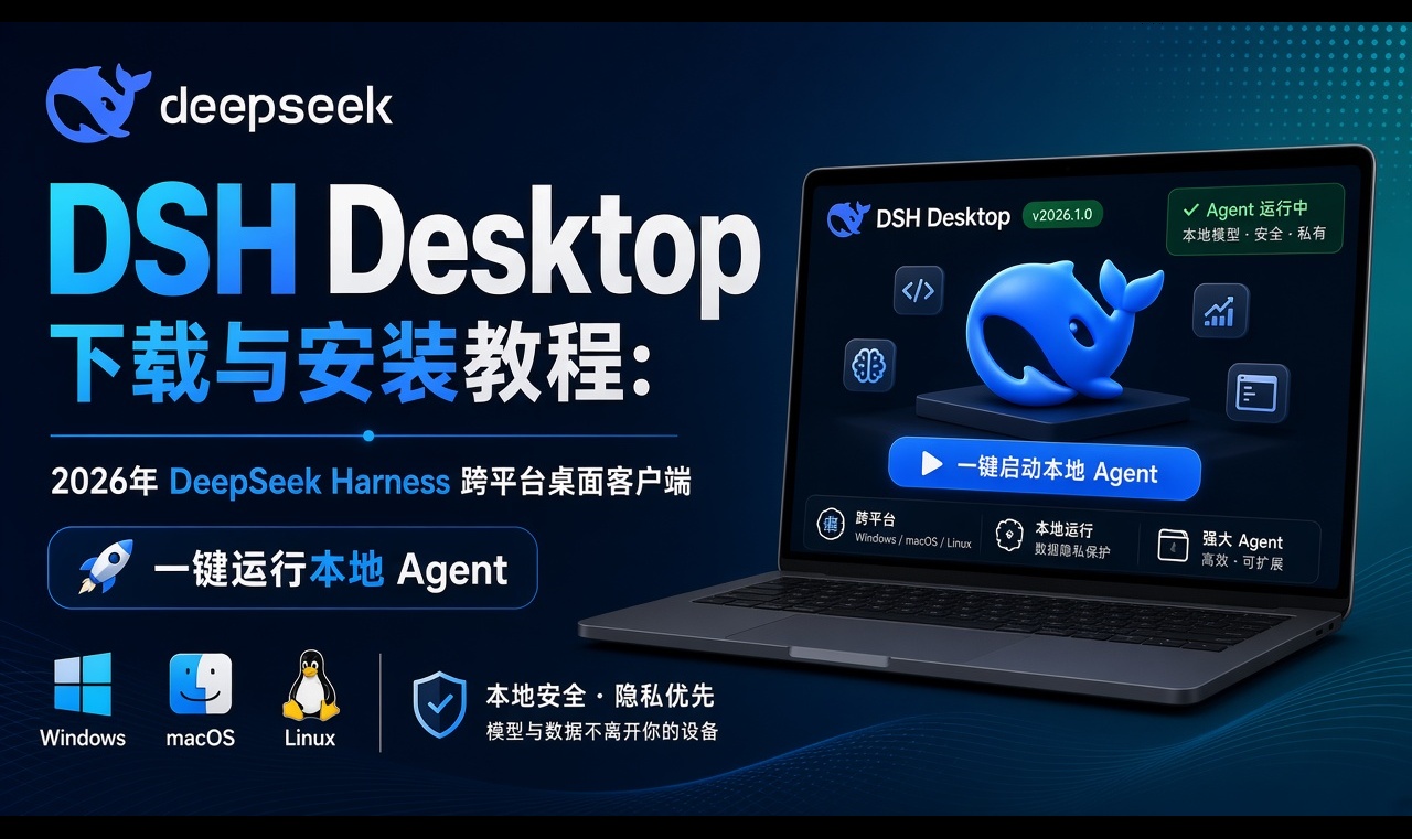 DSH Desktop 下载与安装教程： 2026年DeepSeek Harness 跨平台桌面客户端，一键运行本地 Agent