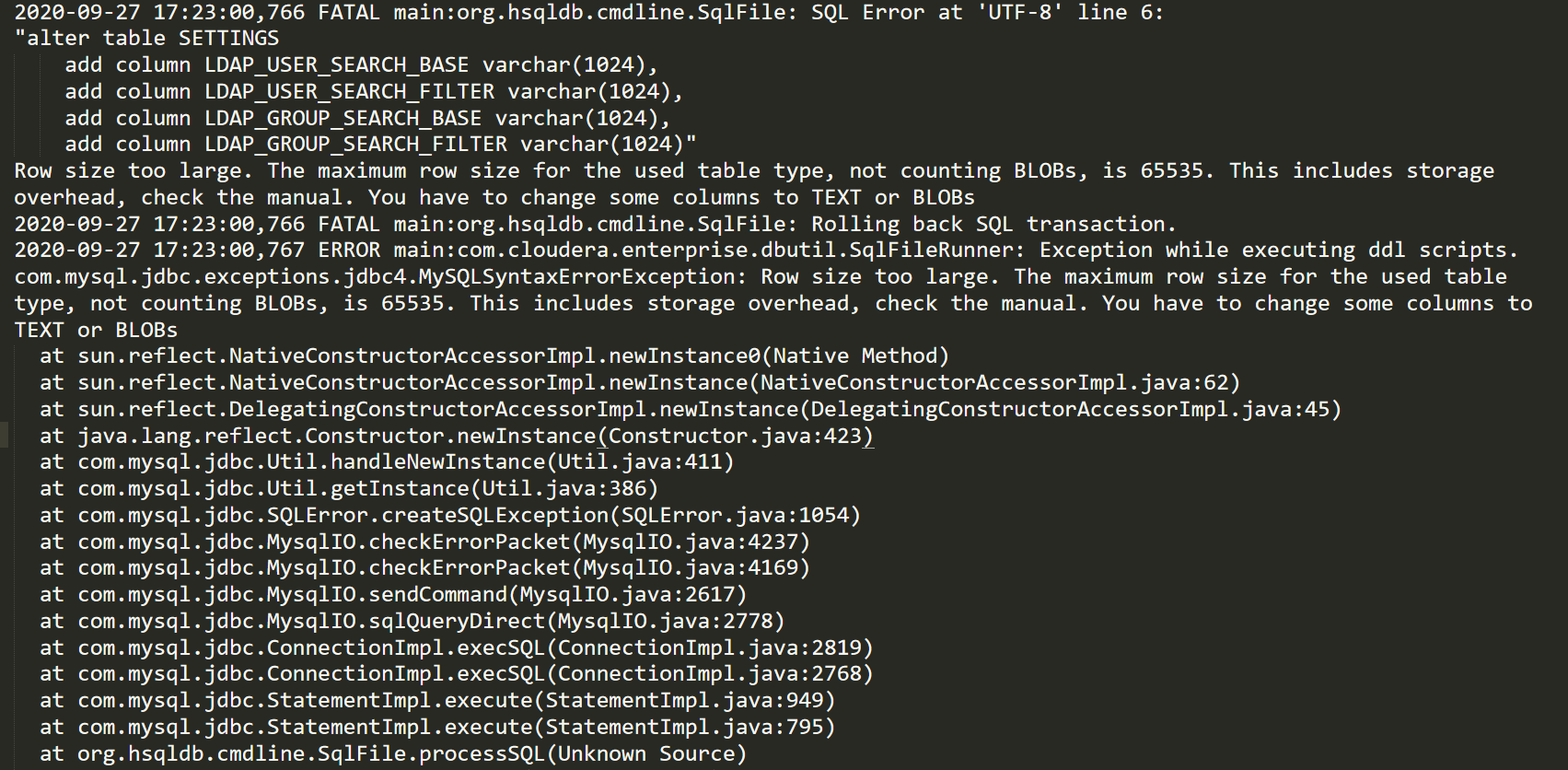 install-cm-init-ddl-err
