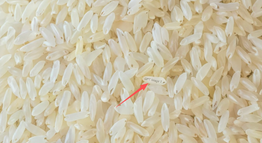 把"GPT Image 2"刻在一粒大米上，字母清晰可读