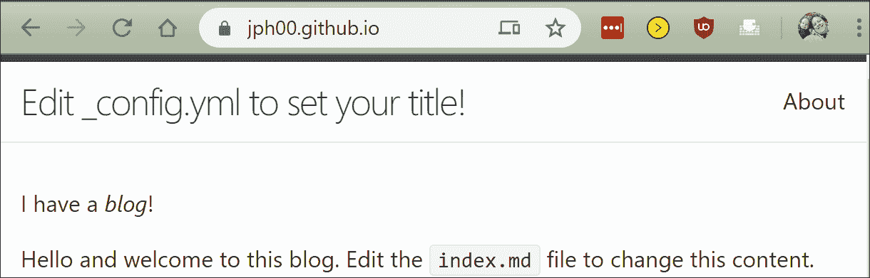 显示网站用户名.github.io 的截图