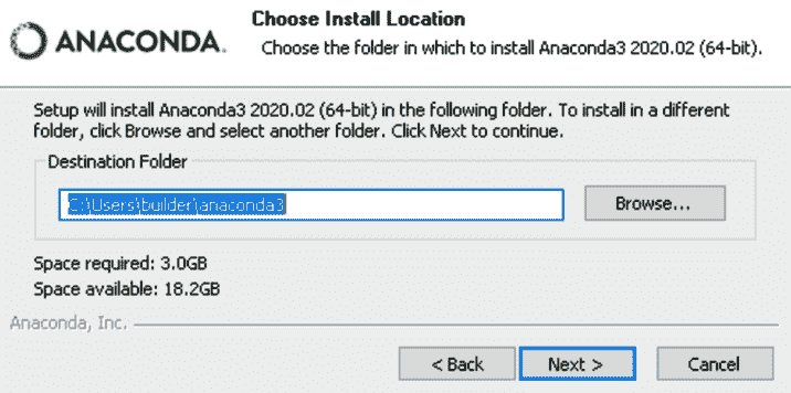 图 2.4 – Windows 上的 Anaconda 安装程序