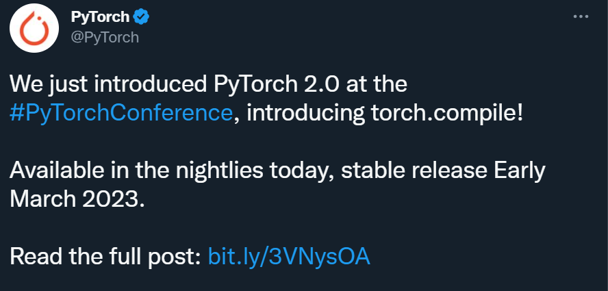 终结1.x时代，PyTorch 2.0来了！100%向后兼容，一行代码将训练提速76%