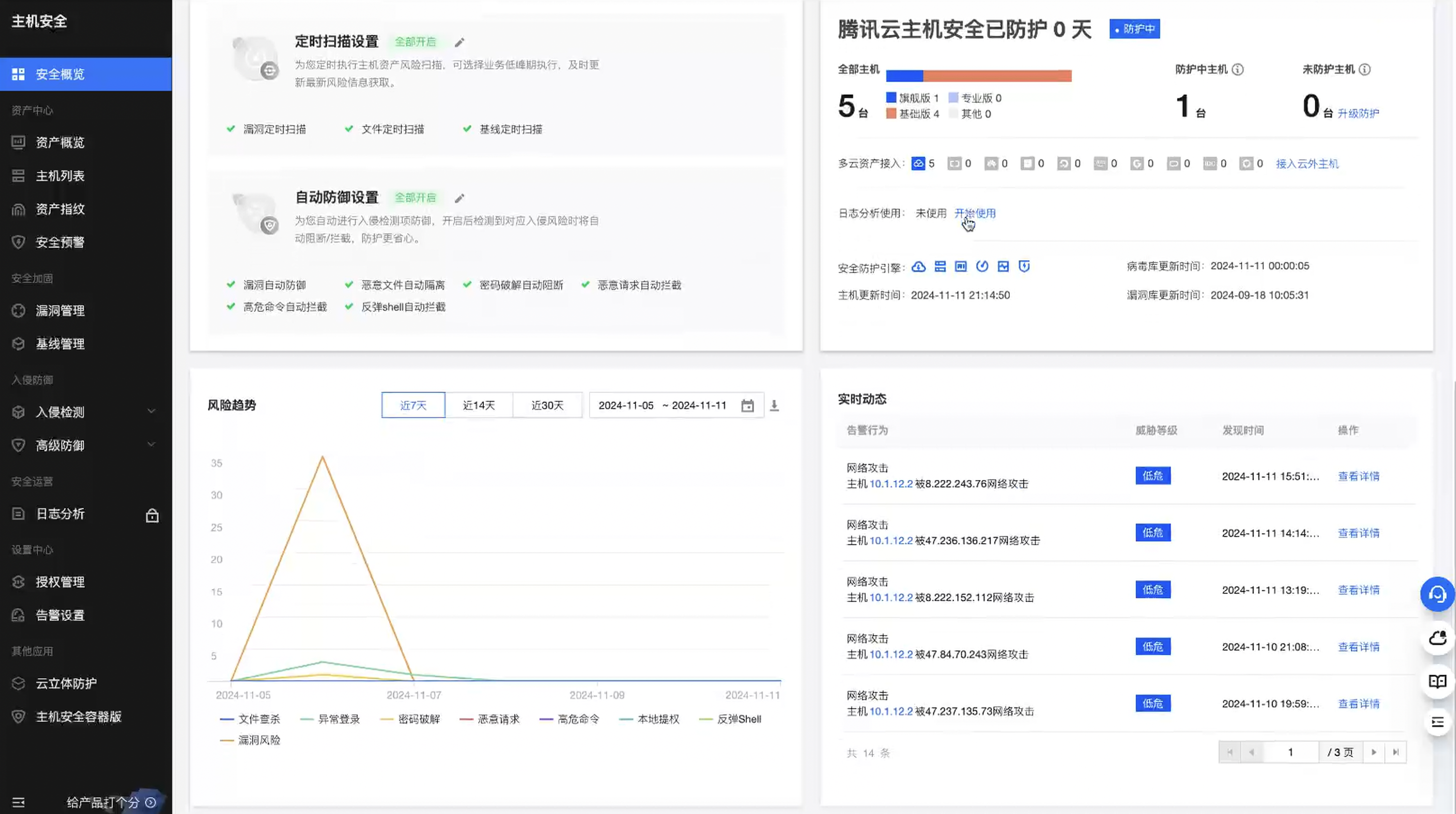 安全概况下面的数据统计