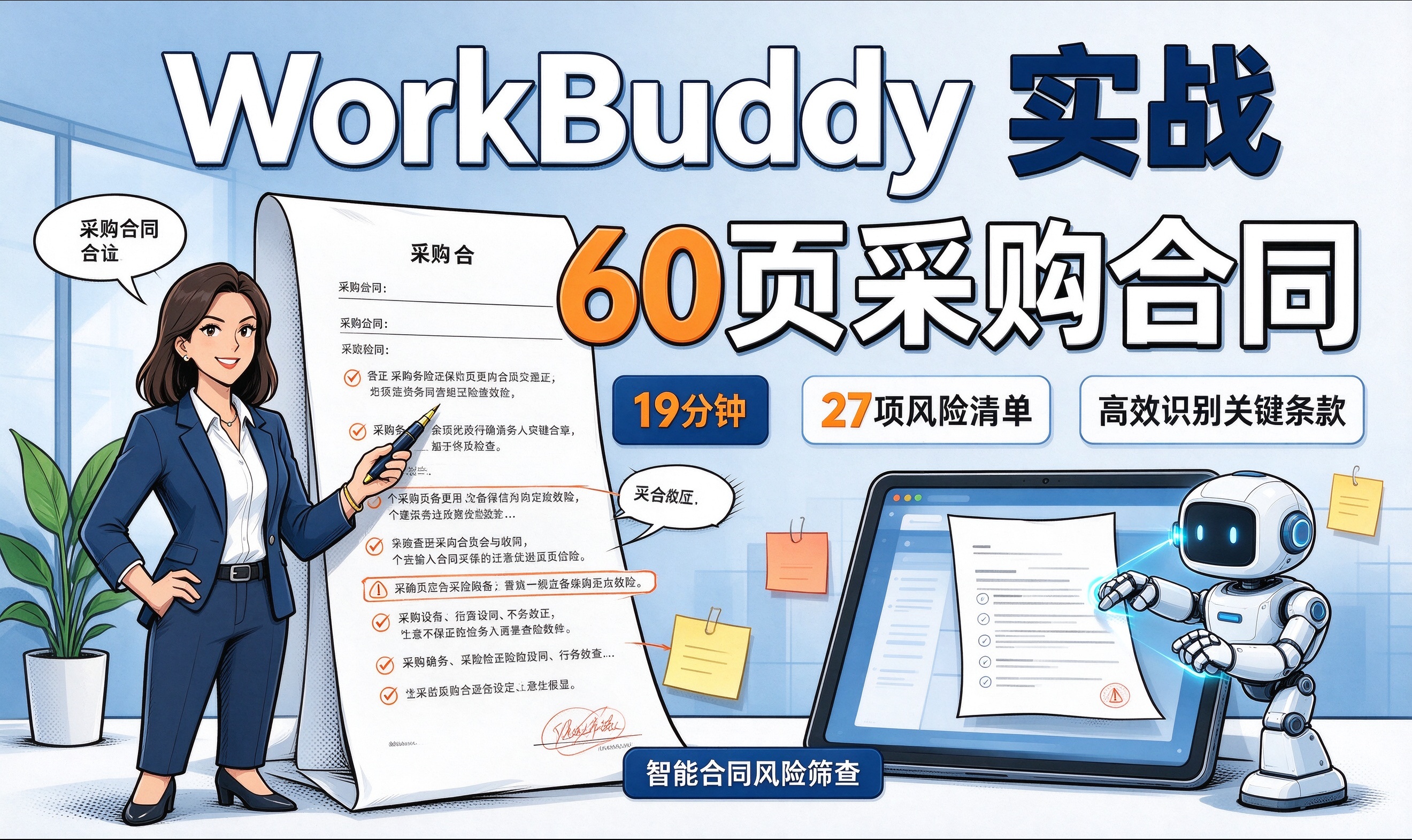 WorkBuddy 实战：一份 60 页采购合同，19 分钟出 27 项风险清单