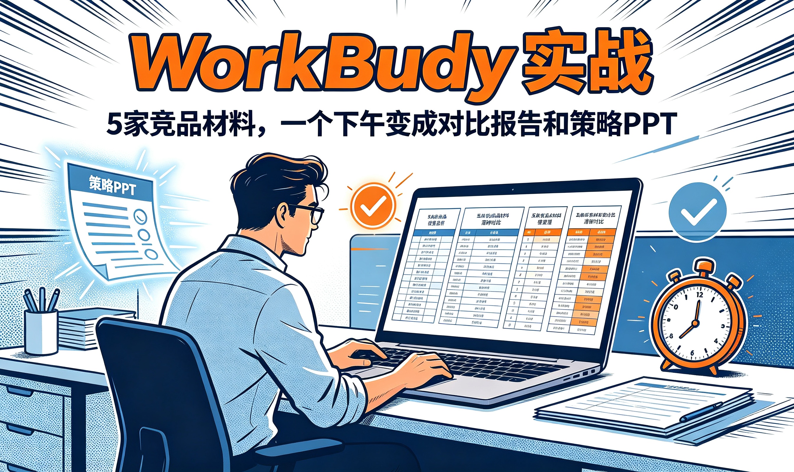 WorkBuddy 实战：5 家竞品材料，一个下午变成对比报告和策略 PPT