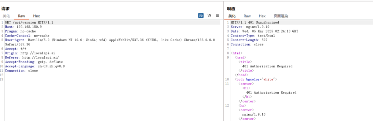 未添加认证头信息 提示401