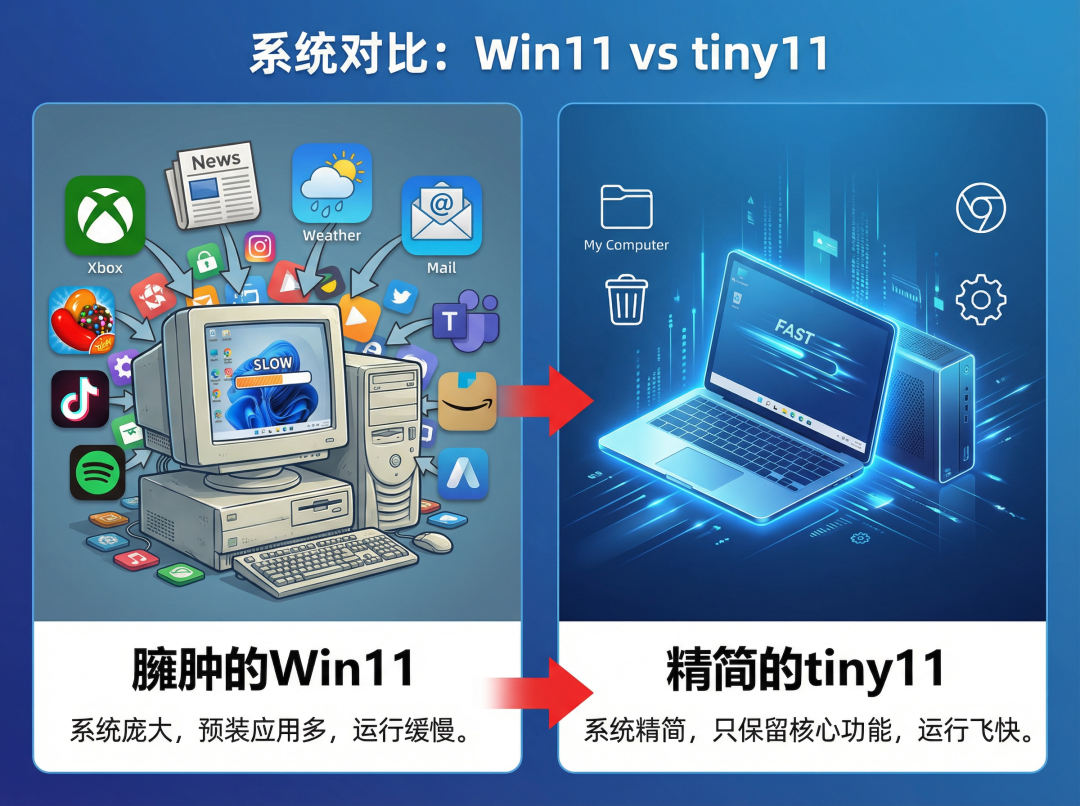 Windows 11瘦身对比