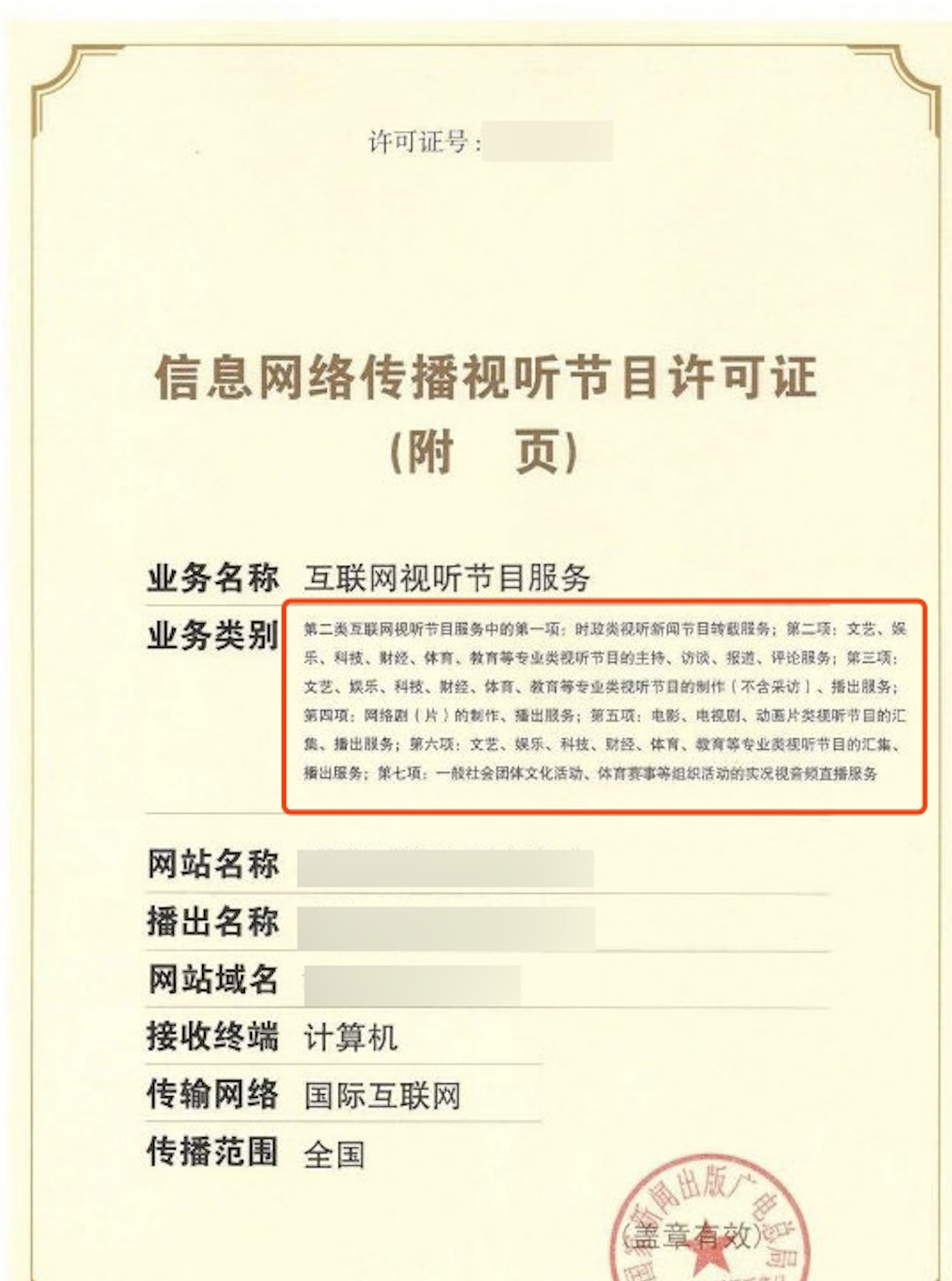 信息网络传播视听节目许可证 