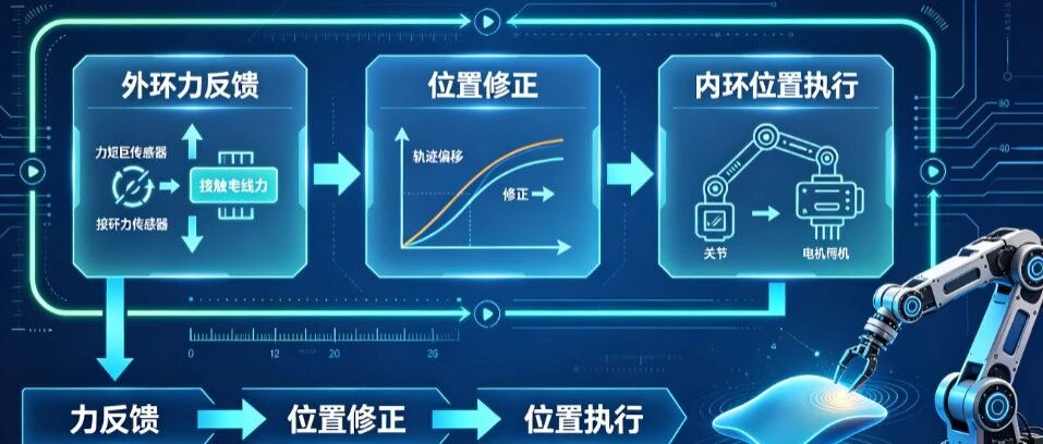 关节位置模式，导纳算法实现末端柔顺贴合