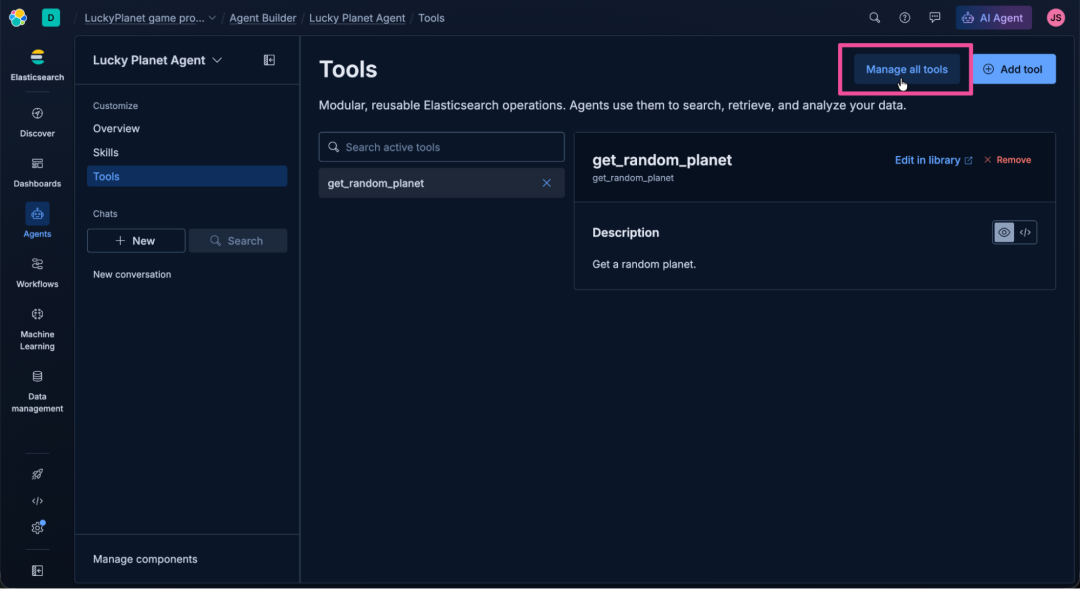 Screenshot of a dark‑themed interface showing a workspace titled